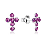 E-031 - 925 Sterling silver stud with crystals.