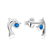 E-097 - 925 Sterling silver stud with crystals.