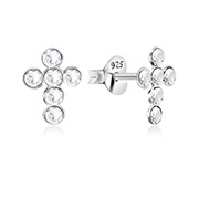 E-1133 - 925 Sterling silver stud with crystals.
