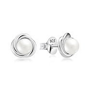 E-11850 - 925 Sterling silver stud with synthetic pearl.