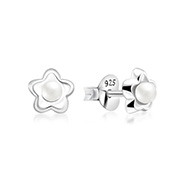 E-11880 - 925 Sterling silver stud with synthetic pearl.