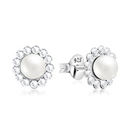 E-11991 - 925 Sterling silver stud with synthetic pearl.