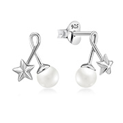 E-13064 - 925 Sterling silver stud with synthetic pearl.