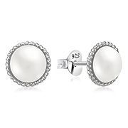 E-13645 - 925 Sterling silver stud with synthetic pearl.
