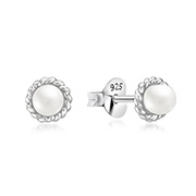 E-13781 - 925 Sterling silver stud with synthetic pearl.