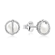 E-14907 - 925 Sterling silver stud with synthetic pearl.