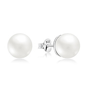 E-308 - 925 Sterling silver stud with synthetic pearl.