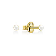 E-5026 - Gold plated sterling silver stud with synthetic pearl.