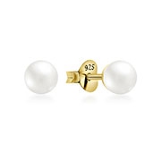 Gold plated sterling silver stud with synthetic pearl.
