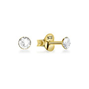 E-5033 - Gold plated sterling silver stud with crystal.