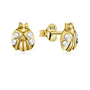 E-5478 - Gold plated sterling silver stud with crystal.