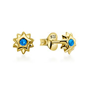E-5852 - Gold plated sterling silver stud with crystal.
