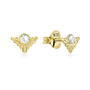 E-5871 - Gold plated sterling silver stud with crystal.