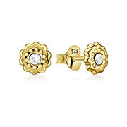 E-5877 - Gold plated sterling silver stud with crystal.