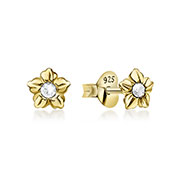 E-5881 - Gold plated sterling silver stud with crystal.