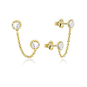 E-5924 - Gold plated sterling silver stud with crystal.
