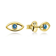 E-5925 - Gold plated sterling silver stud with crystal.