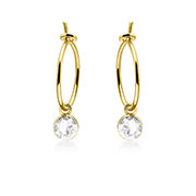 E-5926 - Gold plated sterling silver stud with crystal.