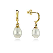 E-5929/1 - Gold plated sterling silver stud with fresh water pearl.