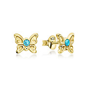 E-5936 - Gold plated sterling silver stud with crystal.