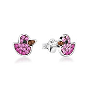 E-8841 - 925 Sterling silver stud with multi crystals.