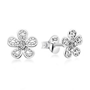 EZ-1152 - 925 Sterling silver stud with cubic zircon.