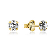 EZ-5014 - Gold plated sterling silver stud with cubic zirconia.