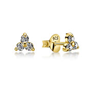 EZ-5237 - Gold plated sterling silver stud with cubic zirconia.