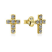 EZ-5405 - Gold plated sterling silver stud with cubic zirconia.