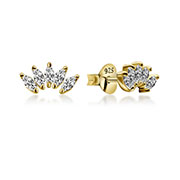 EZ-5472 - Gold plated sterling silver stud with cubic zirconia.