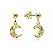 EZ-5476 - Gold plated sterling silver stud with cubic zirconia.