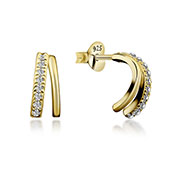EZ-5495 - Gold plated sterling silver stud with cubic zirconia.