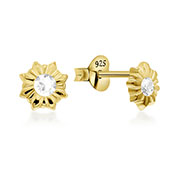EZ-5524 - Gold plated sterling silver stud with cubic zirconia.