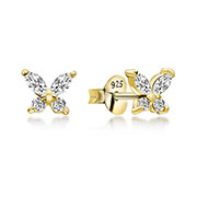 EZ-5577 - Gold plated sterling silver stud with cubic zirconia.