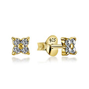 EZ-5612 - Gold plated sterling silver stud with cubic zirconia.