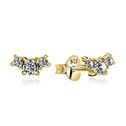 EZ-5613 - Gold plated sterling silver stud with cubic zirconia.