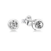 EZ-903 - 925 Sterling silver stud with cubic zircon.