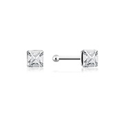 NS-026 - 925 Sterling silver nose stud with crystal.