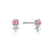 NS-050 - 925 Sterling silver nose stud with crystal.