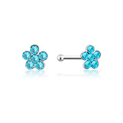 NS-078 - 925 Sterling silver nose stud with crystal.