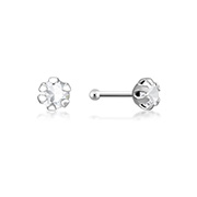 NS-089 - 925 Sterling silver nose stud with crystal.