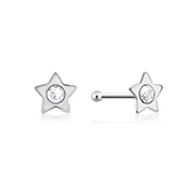 NS-373 - 925 Sterling silver nose stud with crystal.