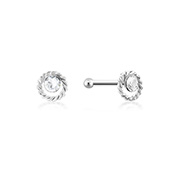 NS-474 - 925 Sterling silver nose stud with crystal.