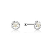 NS-660 - 925 Sterling silver nose stud with synthetic pearl.
