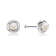 NS-676 - 925 Sterling silver nose stud with synthetic pearl.