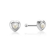 NS-677 - 925 Sterling silver nose stud with synthetic pearl.