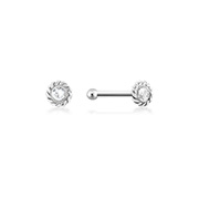 NS-678 - 925 Sterling silver nose stud with crystal.