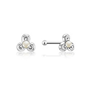 NS-682 - 925 Sterling silver nose stud with synthetic pearl.