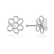 NS-686 - 925 Sterling silver nose stud with crystal.