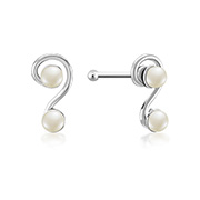 NS-693 - 925 Sterling silver nose stud with synthetic pearl.